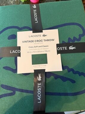 Lacoste Green & Navy Vintage Croc Throw Twin